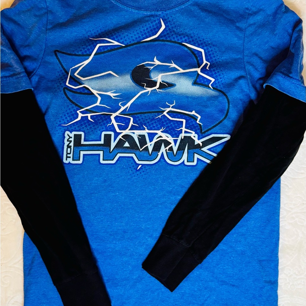 Tony Hawk Blue and Black Kids Long Sleeve Medium Shirt